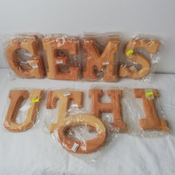 6" Beveled Wooden Letters 12 pcs Lot - Picture 1 of 6